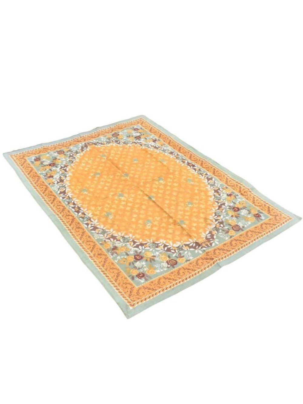 Hand Stenciled Floorcloth Linen ABC Carpet 87" x 65.5" Rug Carpet